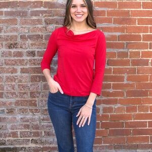 3/4 Sleeve Cowl Neck Knit Top
